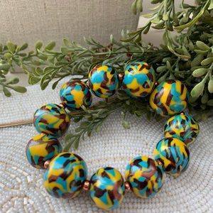 Hand crafted polymer clay stretch bracelet OOAK
